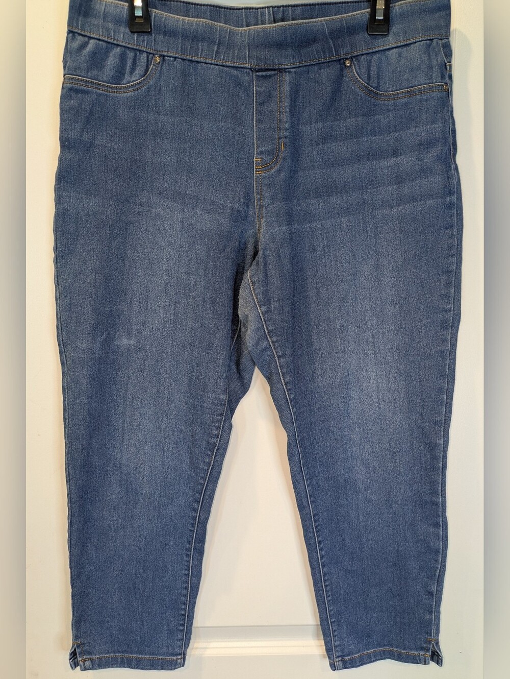 The Pioneer Woman Pull On Denim Capri Jeans Womens Large Stretch Waist Crop